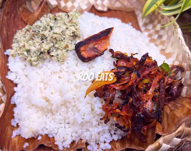Sunusahale Rice With Tempered Bilimbi And Kotchi Sambol